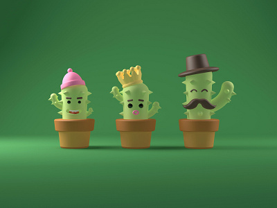 C4D cartoon image model - Cactus Family
