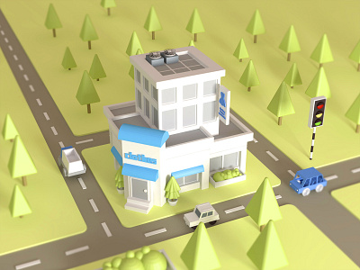 Small house city model c4d design illustration ps ui vision