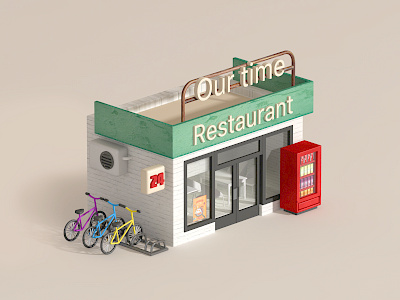 C4D model - Restaurant hut c4d design illustration ps ui vision