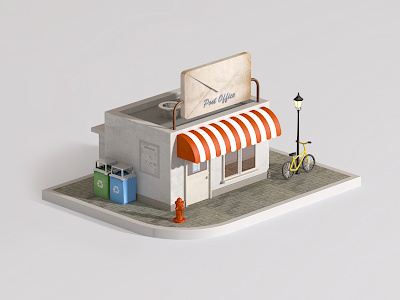 C4d Model Post Office Cabin c4d design illustration ps ui vision