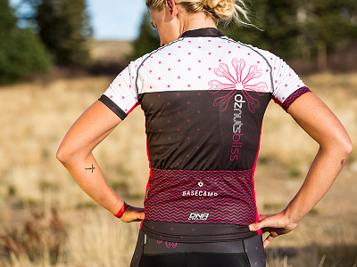 dznuts Bliss Cycling Kit asymmetric bike jersey black cycling kit pattern pink road biking