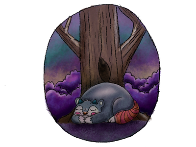 Sleepy Forest bear forest monster night sleep sleepy tree