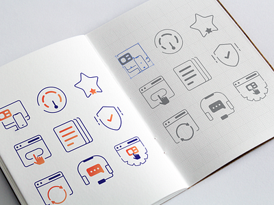 Iconography set for digital agency ai branding clean creative design icon iconography illustration simple ui ux vector website