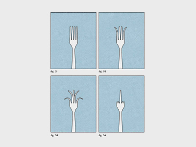 Fork You bend comic distress fork funny illustration middle finger riso riso print storyboard