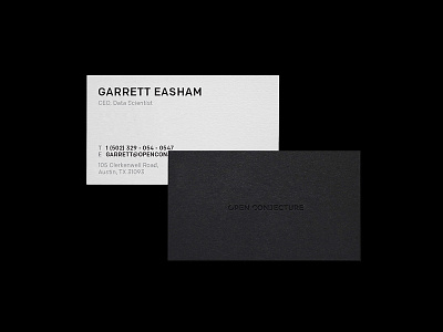 Open Conjecture Business Cards ali adams artificial brand brand identity branding identity intelligence open conjecture personal portfolio stationary