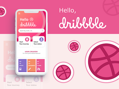 Hello Dribbble !!! app branding design flat hello dribbble illustration mobile ui