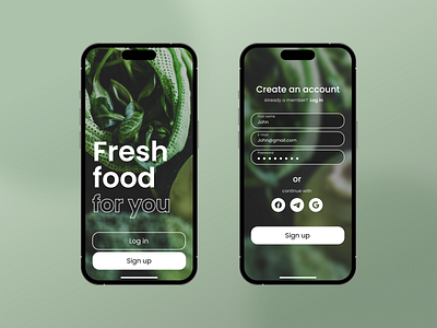 DailyUI Challenge 001 > Sign Up app branding dailyui delivery design food green illustration mobile ui