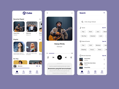 Cube Music app branding design graphic design illustration logo typography ui ux vector