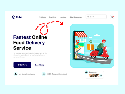 Cube - Food Delivery Website Design app branding design graphic design illustration logo typography ui ux vector