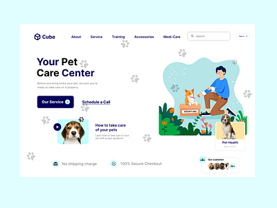 Cube - Pet Care Website app branding design graphic design illustration logo typography ui ux vector