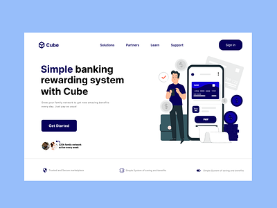 Cube - Banking Reward System Landing Page app branding design graphic design illustration logo typography ui ux vector