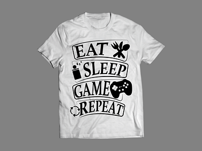 Eat Sleep game repeat design eat game gaming graphic design illustration repeat sleep t shirt design vector
