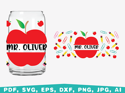 Teacher glass can back to school design first day of school graphic design illustration teacher glass can vector