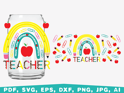 Teacher glass can back to school design first day of school graphic design illustration teacher glass can vector