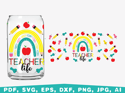 Teacher life glass wrap