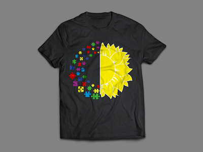 Sunflower Autism, Autism Awareness autism autism awareness design graphic design illustration sunflower t shirt design tshirt vector