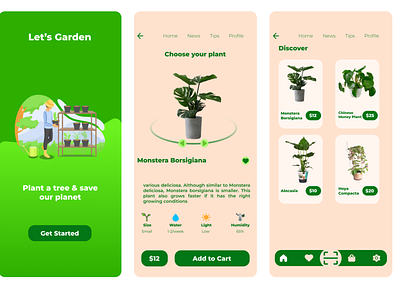 Plant App app branding design graphic design illustration ui ux