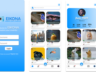 EIKONA - Social Media Application app branding design graphic design illustration logo typography ui ux vector