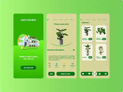 Garden App Concept app branding design garden graphic design illustration logo plant typography ui ux vector