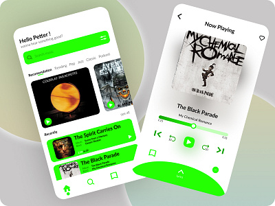 Music Player App concept app branding design graphic design green icon illustration logo music typography ui ux vector
