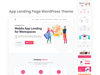 Mobile App Landing Page WordPress Theme landing page wordpress theme