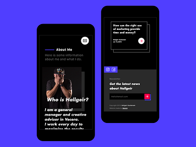 About Us & Blog for Hallgeir — Mobile Design