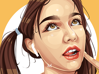 Vector Portrait of cute girl