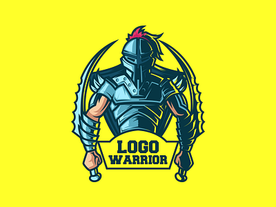 Logo Warrior debut illustrated logo mascot sports swords team vintage warrior