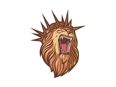 King Lion Logo illustrated lion logo mascot sports team tiger vector vintage