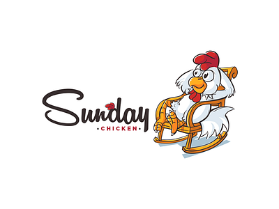 Sunday Chicken Logo cartoon chicken illustrated logo mascot sports sunday team vintage