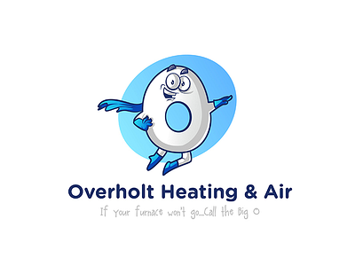 Overholt Heating and Air blue cool creative illustrated logo mascot sports team vintage