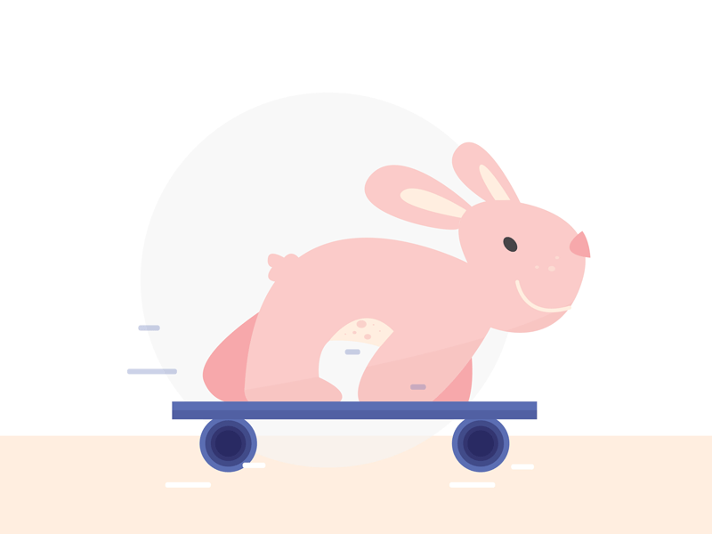 Free Ride animation bunny design flat freeride gif happy illustration rabbit skateboard skating vector