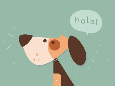 Hola Everyone character cute animal design dog excited flat happy hello hello dribble hellodribbble illustration vector