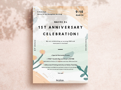 1st Anniversary | Event anniversary branding earthtones event floral illustration poster typography