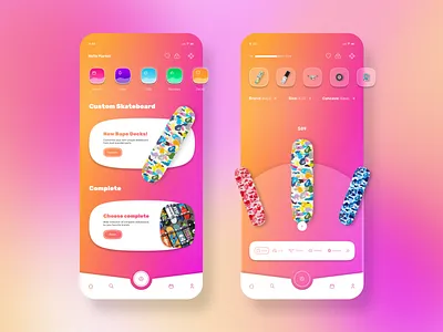 Skate Store — App Design 3d ui app design application boardshop bottom bar e commerce figma glassmorphism instagram stories interactive design mobile app modern app navigation bar online shopping online store perspective ui skateboard ui user interface ux