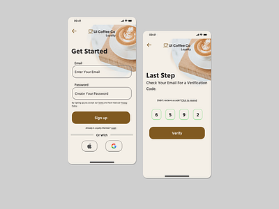 Daily UI 001 - Sign Up: Coffee Shop Loyalty App Sign Up app ui ux