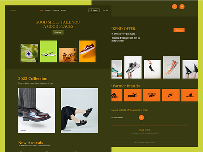 Shoe Website Desgin app branding design illustration typography ui ux website