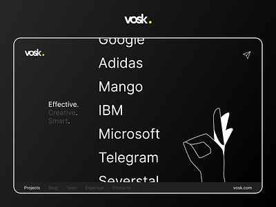 Vosk. Creative Studio Design Concept / Part 3 black clean creative dark minimal studio ui ui design ui ux web website website design