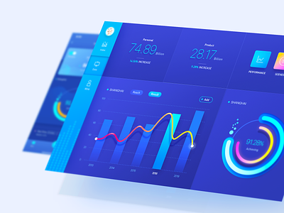 Data app backend system blue color data design physical ui vector