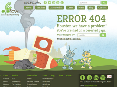 Eyeflow's 404 page 404 eyeflow illustration internet marketing web