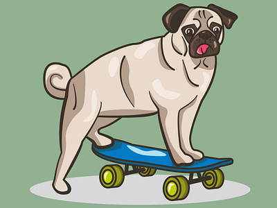 Skateboarding Pug illustration typography vector