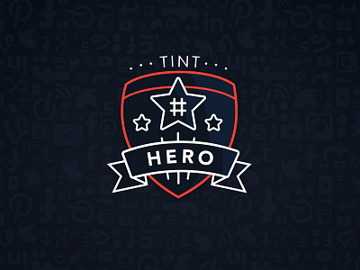 TINT Hero branding crest hashtag hero icon logo minimal ribbon shield star