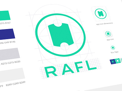 RAFL Logo app brand branding colors green icon logo palette purple ticket
