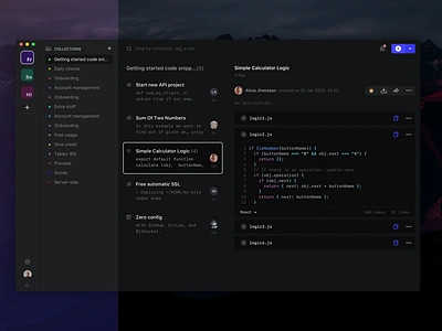 Snipy - Code Snippet Dark UI App app design code editor code snippet dark app dark ui desktop app desktop dark app desktop dark ui developer app snippet snipy ui