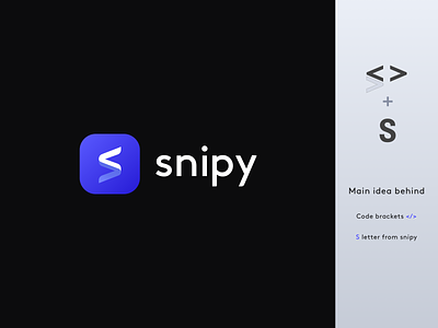 Logo Design Snipy App code logo code snippet logo letter logo logo design logo designs minimal s logo
