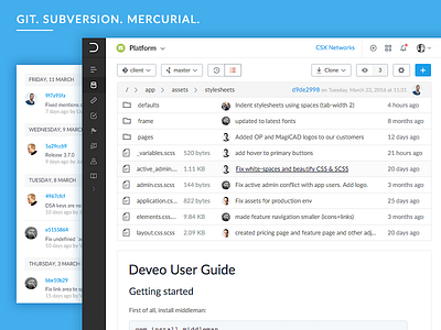 Deveo Code Browser & History code browser git history mercurial projects repo tree repository subversion version control