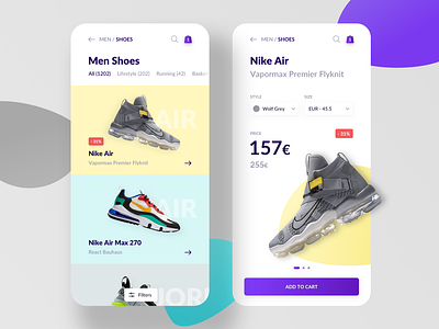 Online Store - Nike Shoes App ecommerce app layout design mobile app mobile online store mobile shop nike shoes online shop online store shoes app weeklycreatives