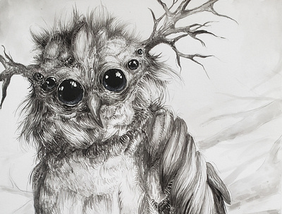 Creature Concepts art concept conceptart creature creatureconcep design fineart gouache illustration owl watercolor