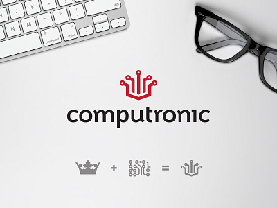 Computronic Logo clear computer crown fitness futureform it logo minimal simple