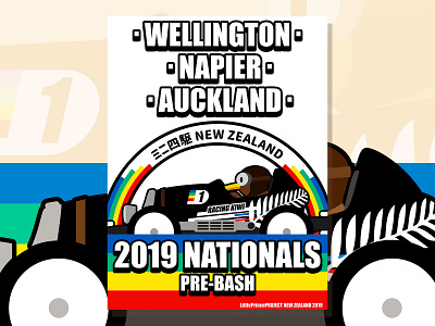 Mini 4WD NZ Pre-Bash 2019 Nationals Poster design fun glitter graphic design holographic illustration poster sticker sticker mule